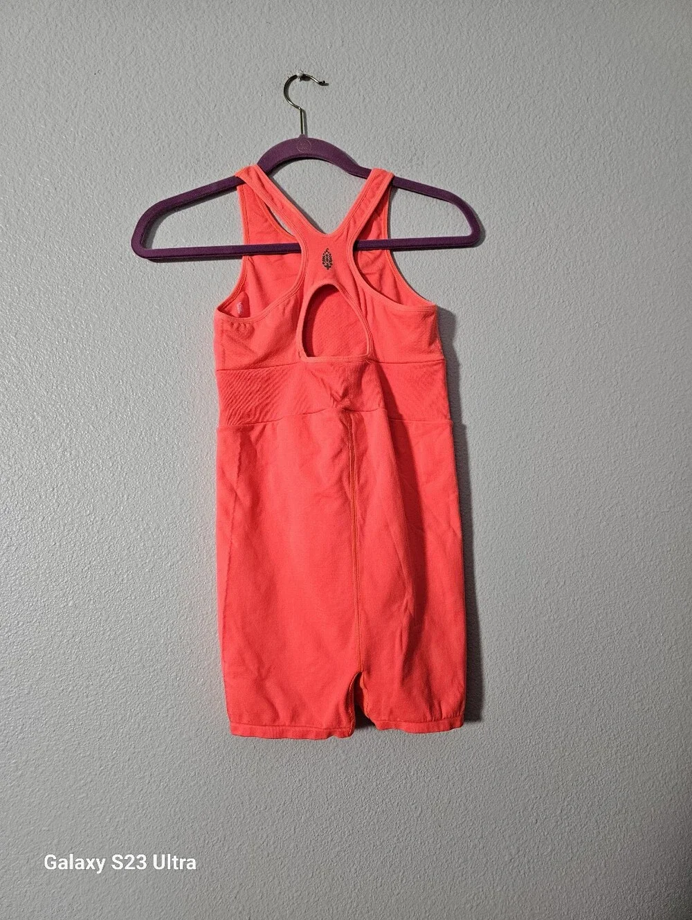 Free People Neon Coral Sleeveless Romper Sz M